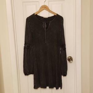 Altar'd State Long Sleeve Black Acid Wash Mini D L